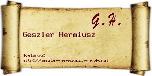 Geszler Hermiusz névjegykártya
